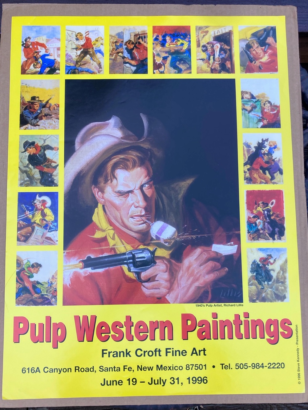 Vintage 1996 Richard Lillis Pulp Western Paintings Santa Fe Poster 18x24